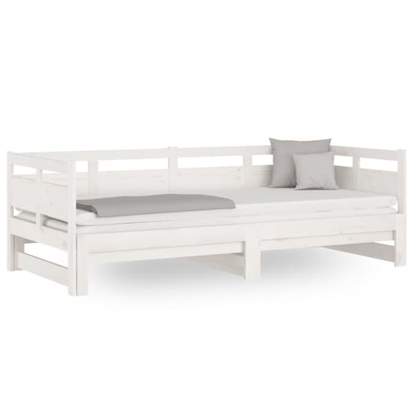 Bäddsoffa vit massiv furu 2x(80x200) cm