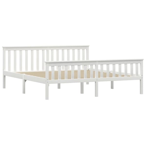 Sängram utan madrass vit massiv furu 180x200 cm