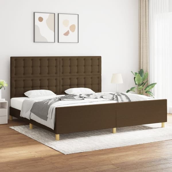Sängram utan madrass mörkbrun 200x200 cm tyg