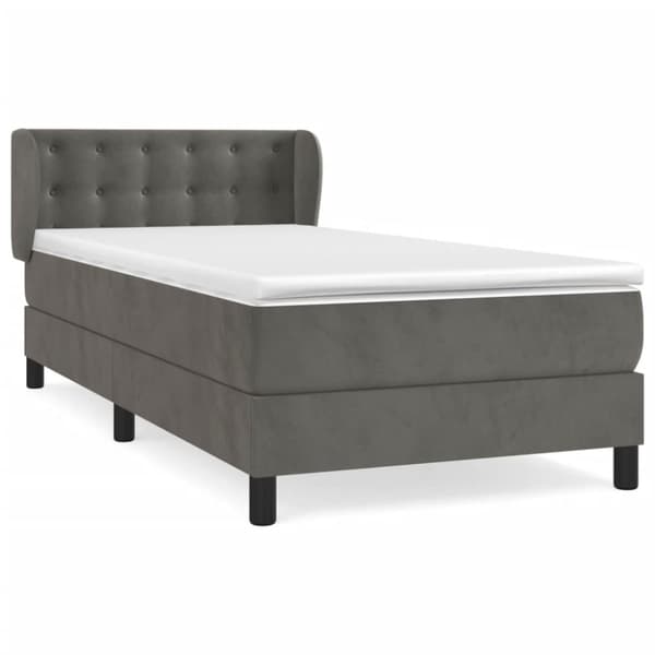 Ramsäng med madrass mörkgrå 80x200 cm sammet