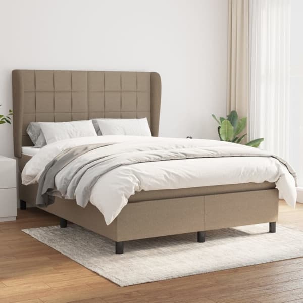 Ramsäng med madrass taupe 140x200 cm tyg