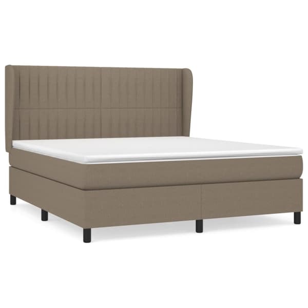 Ramsäng med madrass taupe 160x200 cm tyg