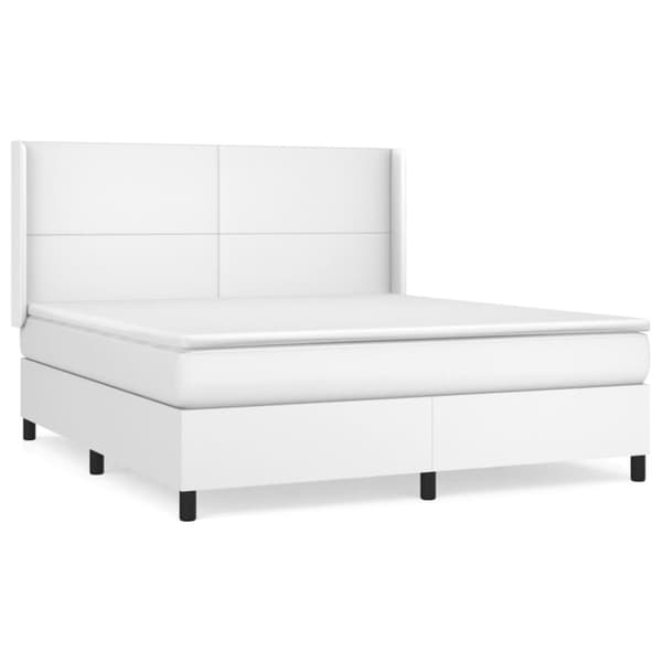 Ramsäng med madrass vit 160x200 cm konstläder