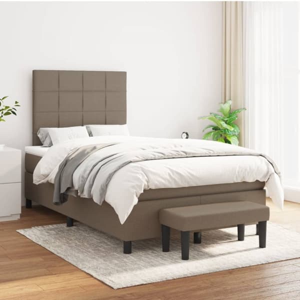 Ramsäng med madrass taupe 120x200 cm tyg