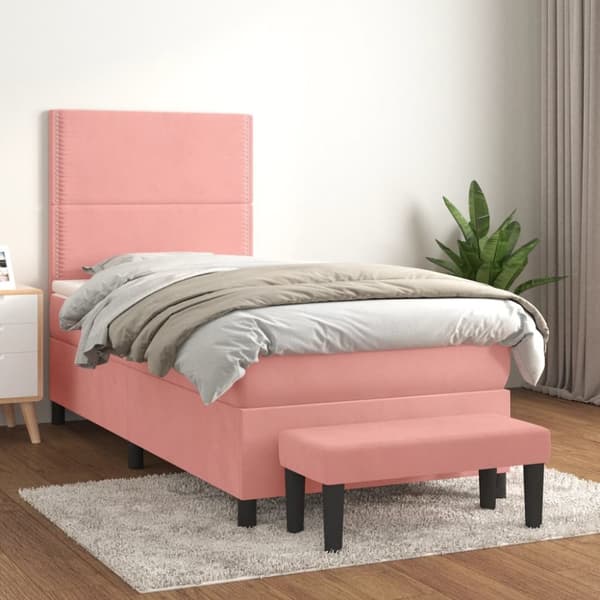 Ramsäng med madrass rosa 80x200 cm sammet