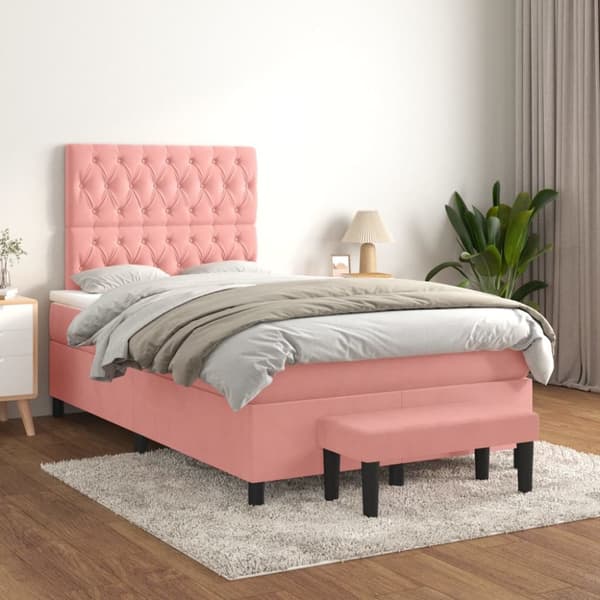 Ramsäng med madrass rosa 120x200 cm sammet