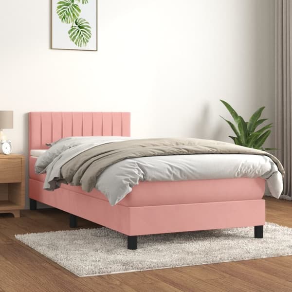 Ramsäng med madrass rosa 100x200 cm sammet