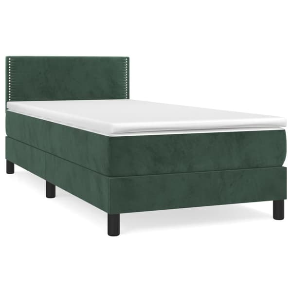 Ramsäng med madrass mörkgrön 100x200 cm sammet