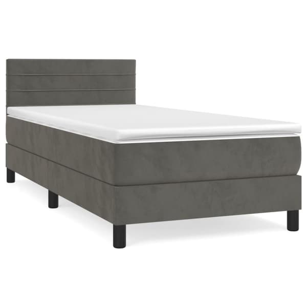 Ramsäng med madrass mörkgrå 90x200 cm sammet
