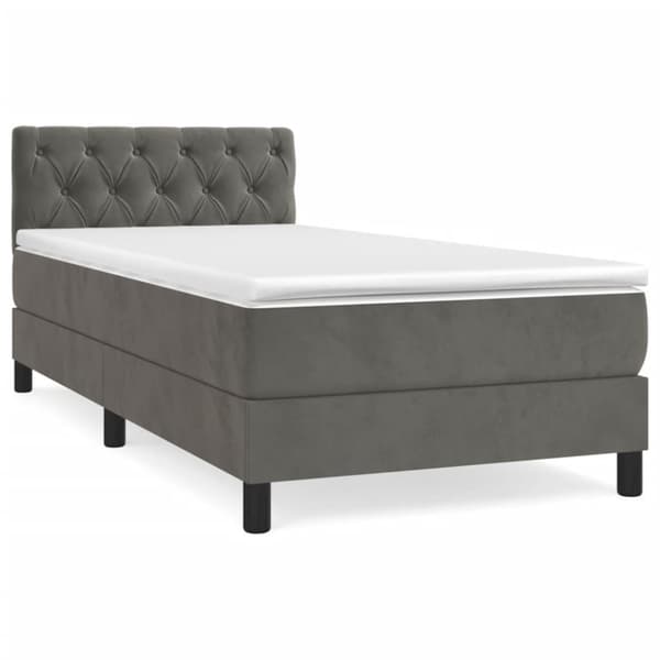 Ramsäng med madrass mörkgrå 80x200 cm sammet