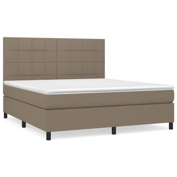 Ramsäng med madrass taupe 160x200 cm tyg