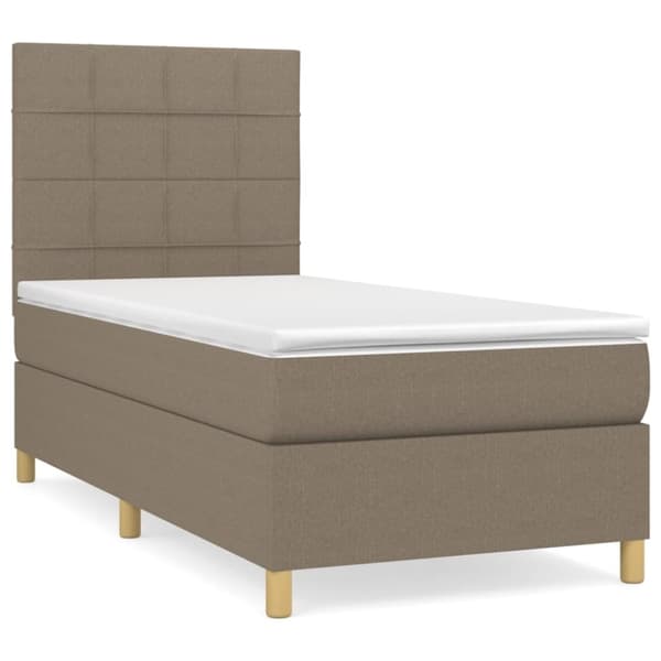 Ramsäng med madrass taupe 100x200 cm tyg