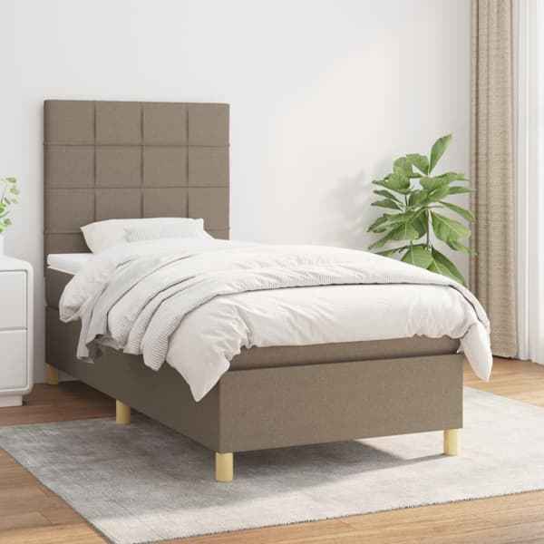 Ramsäng med madrass taupe 100x200 cm tyg