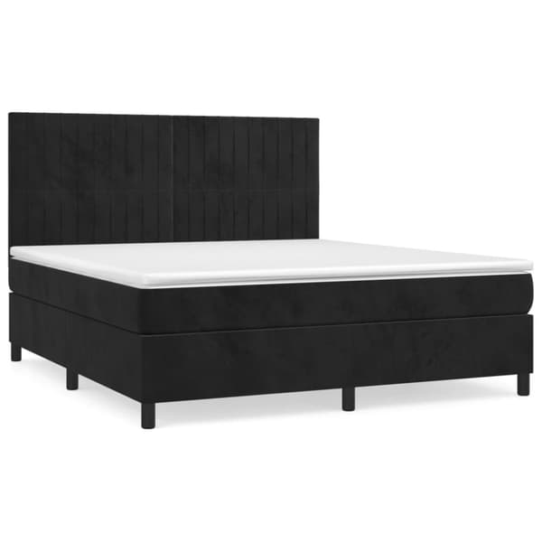 Ramsäng med madrass svart 180x200 cm sammet