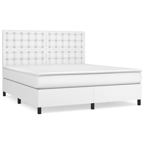 Ramsäng med madrass vit 180x200 cm konstläder
