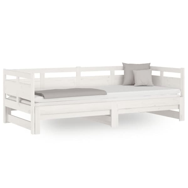 Dagbädd utdragbar vit massiv furu 2x(90x200) cm