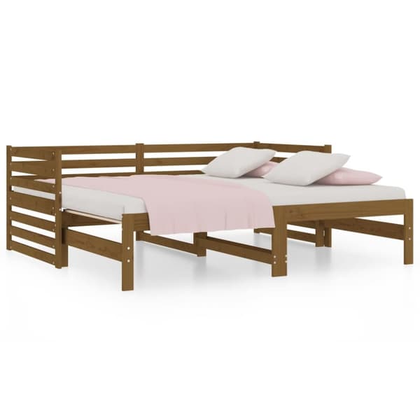 Utdragbar dagbädd honungsbrun 2x(90x190) cm massiv furu