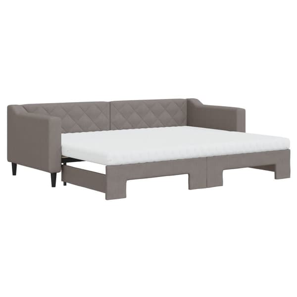 Dagbädd med madrasser utdragbar taupe 80x200 cm tyg