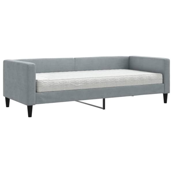 Dagbädd med madrass ljusgrå 80x200 cm tyg