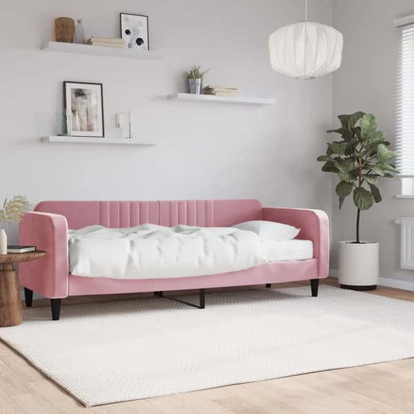 Dagbädd med madrass rosa 80x200 cm sammet
