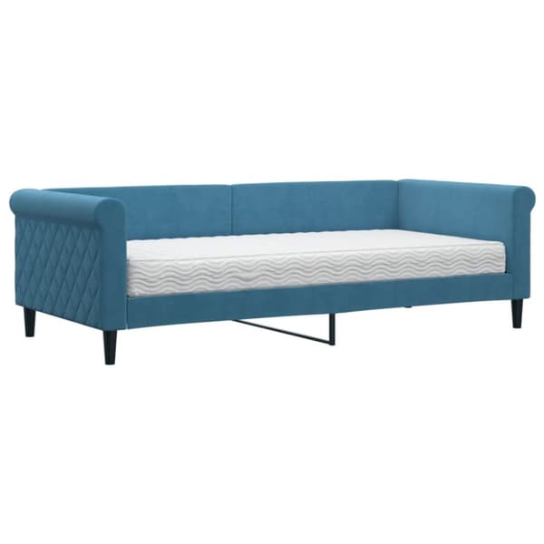 Dagbädd med madrass blå 90x200 cm sammet