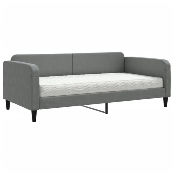 Dagbädd med madrass mörkgrå 100x200 cm tyg