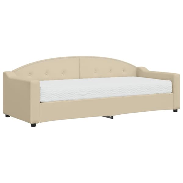 Dagbädd med madrass beige 80x200 cm tyg