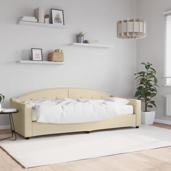 Dagbädd med madrass beige 80x200 cm tyg