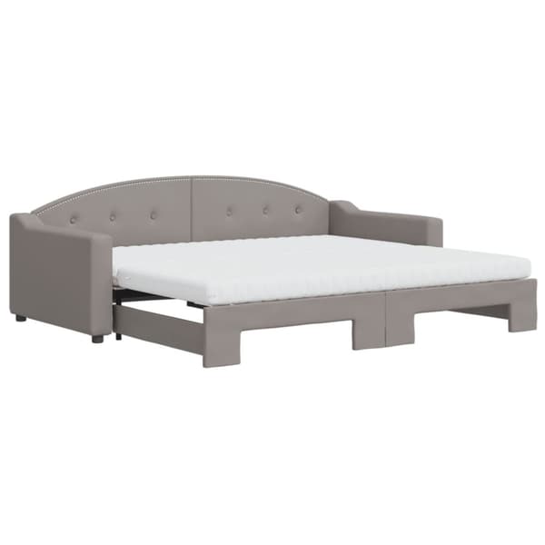 Dagbädd utdragbar med madrasser taupe 90x200 cm tyg