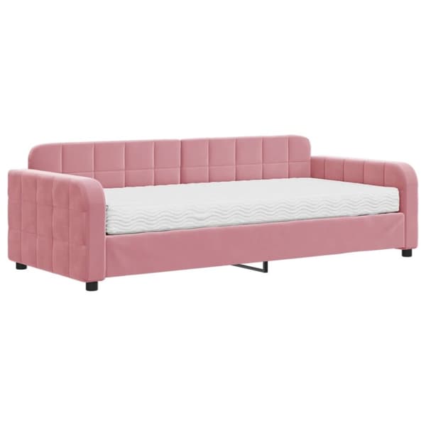 Dagbädd med madrass rosa 90x200 cm sammet