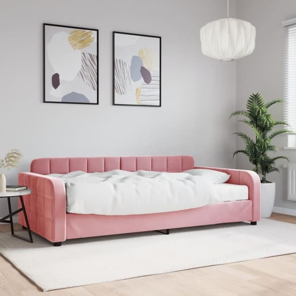 Dagbädd med madrass rosa 100x200 cm sammet