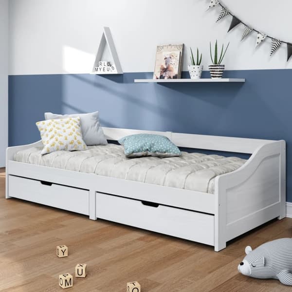 Dagbädd med 2 lådor IRUN vit 90x200 cm massiv furu