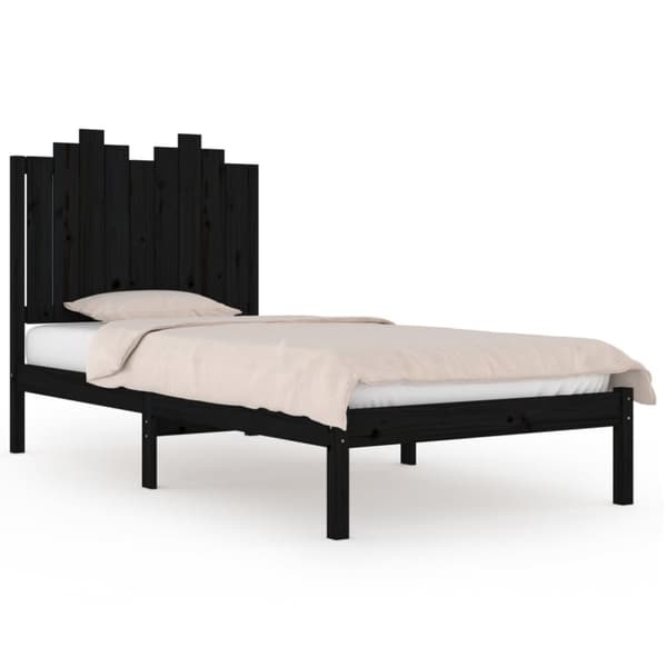Sängram svart massiv furu 100x200 cm enkelsäng