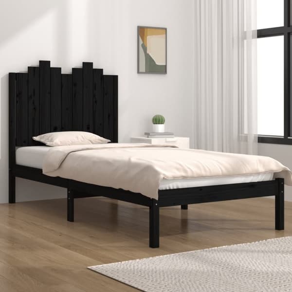 Sängram svart massiv furu 100x200 cm enkelsäng