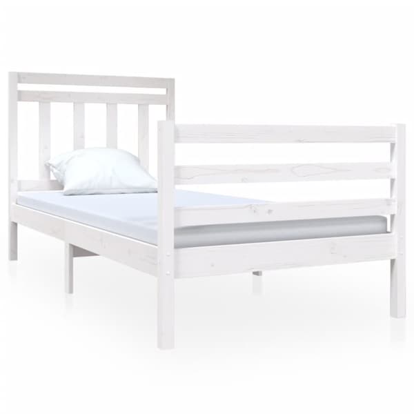 Sängram massiv furu 90x190 cm vit