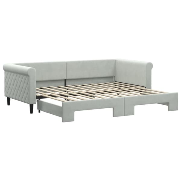 Dagbädd utdragbar ljusgrå 90x200 cm sammet