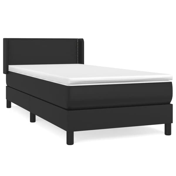 Ramsäng med madrass svart 90x200 cm konstläder