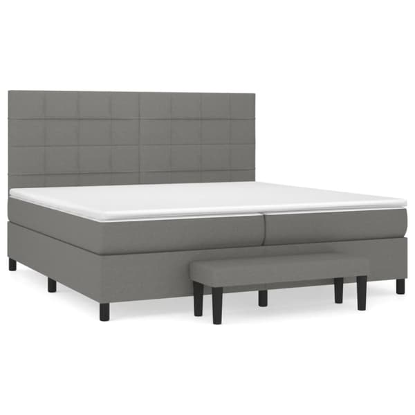 Ramsäng med madrass mörkgrå 200x200 cm tyg