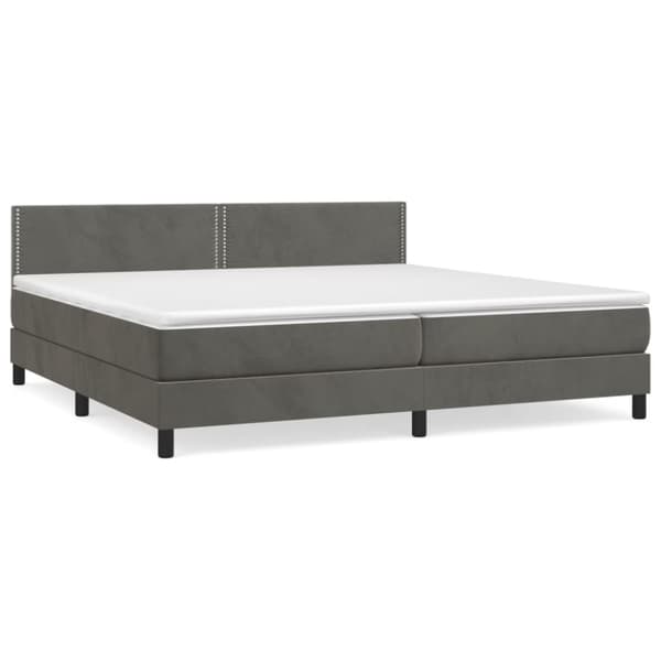 Ramsäng med madrass mörkgrå 200x200 cm sammet