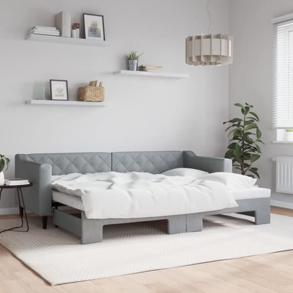Dagbädd utdragbar ljusgrå 80x200 cm tyg