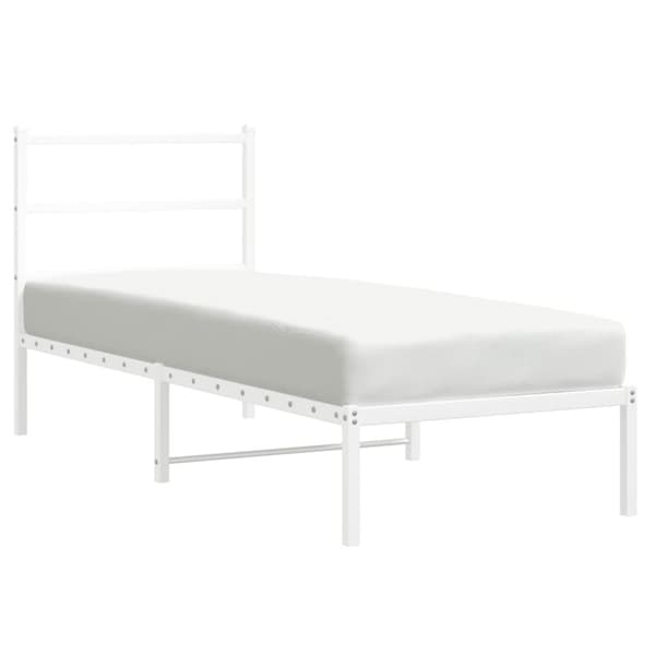 Sängram med huvudgavel metall vit 80x200 cm