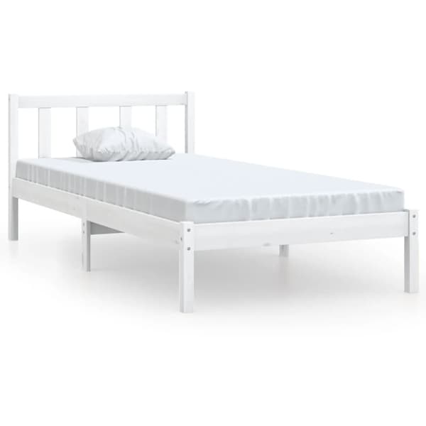 Sängram vit massiv furu 90x190 cm