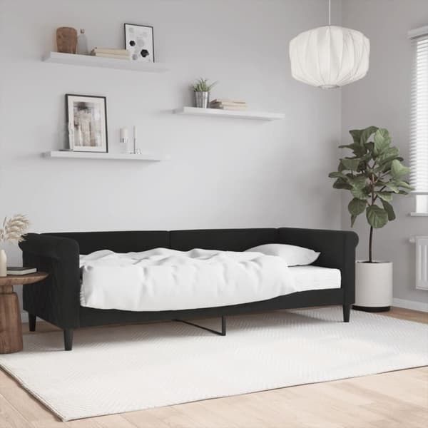 Dagbädd med madrass svart 80x200 cm sammet