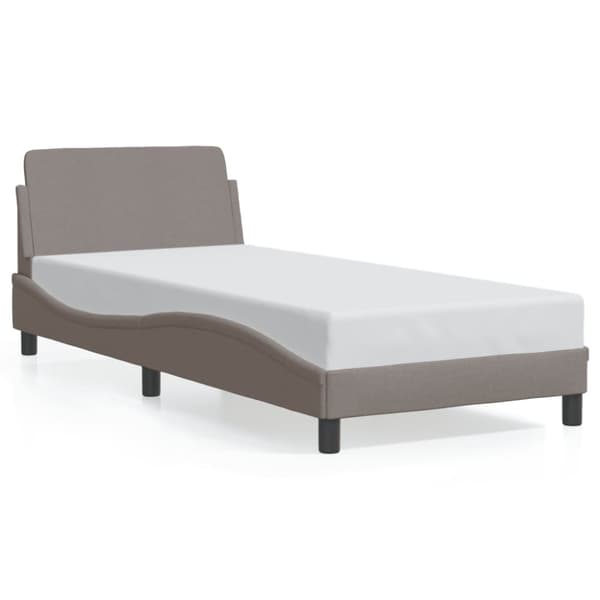 Sängram med huvudgavel utan madrass taupe 90x200 cm tyg