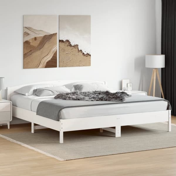 Sängram utan madrass vit 180x200 cm massiv furu