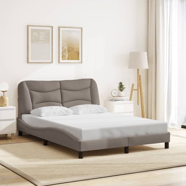 Sängram utan madrass taupe 140x200 cm tyg