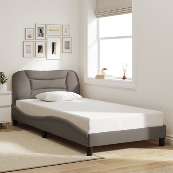 Sängram utan madrass taupe 100x200 cm tyg