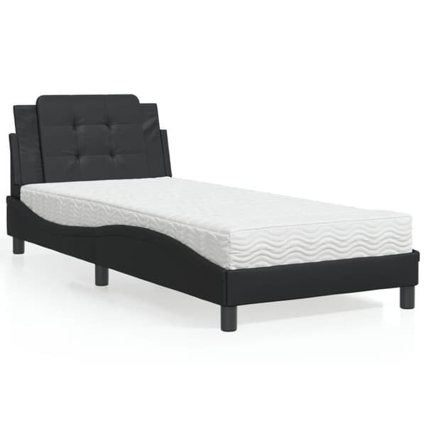 Säng med madrass svart 90x190 cm konstläder