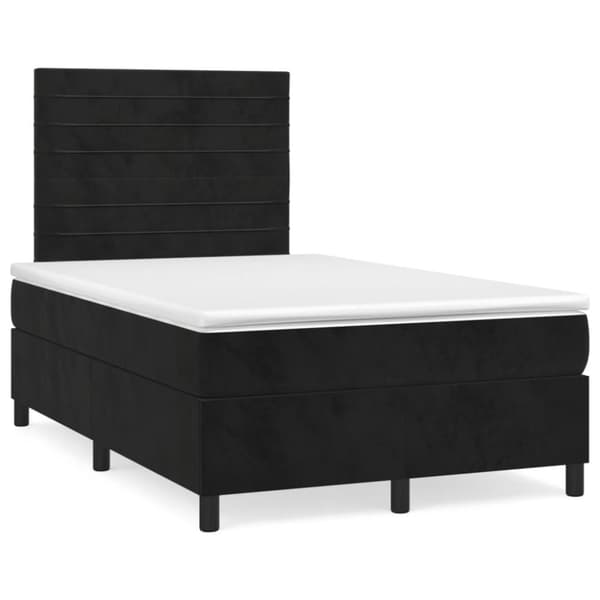 Ramsäng med madrass svart 120x190 cm sammet
