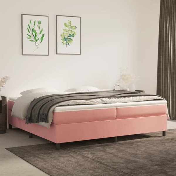 Sängram rosa 200x200 cm sammet